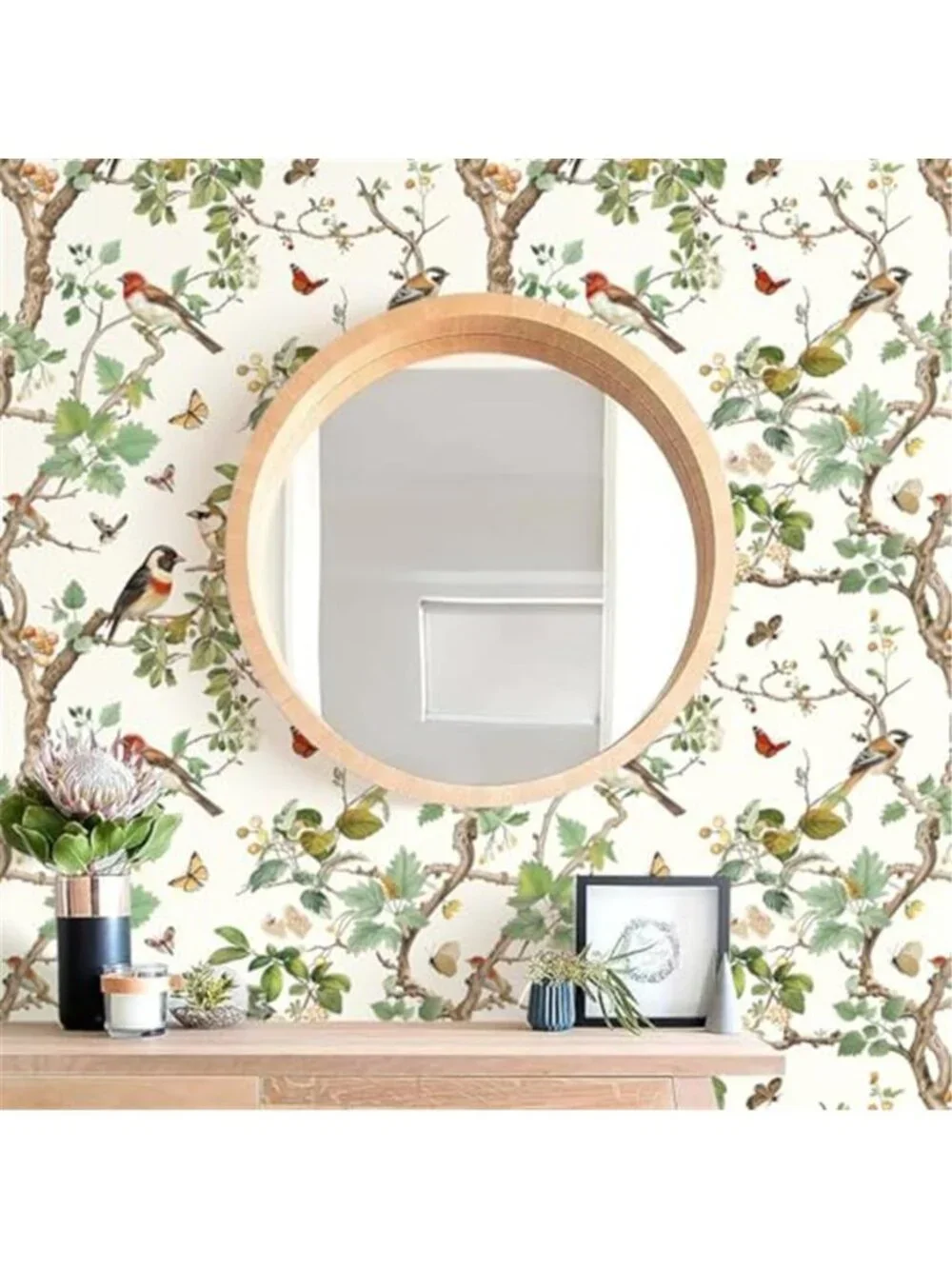 Peel Stick Wallpaper Vintage Floral Bird Boho Removable Wall Paper Bathroom